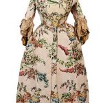 A mid 18th century floral silk brocade dress, remodelled in the 19th century