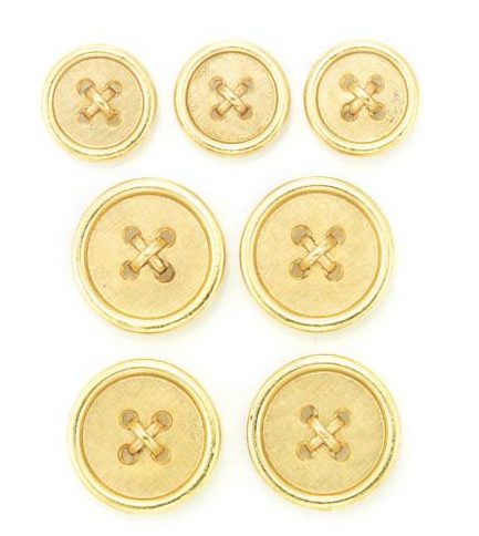 Set of Gold Blazer Buttons 14 kt., 7 buttons, signed Lindsay