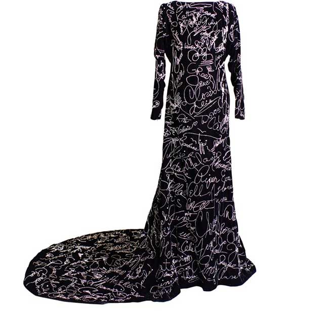 "Hollywood Graffiti Gown" Hand Beaded Evening Gown