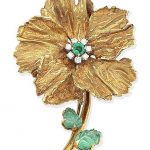 An emerald and diamond flower brooch, by Michael Gosschalk, 1959