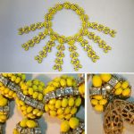 Miriam Haskell Yellow Bead Pendant Choker Necklace American, 1950s