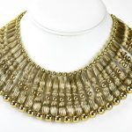 Monet C 1950s Gilt Brass Egyptian Collar Necklace