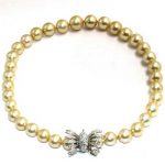 Estate 1950's 14kt WG, Diamond and Pearl Necklace