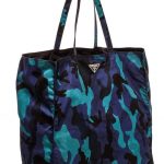 Prada Blue Multicolor Nylon Canvas Camo Print Tote