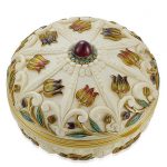 A LATE 19TH CENTURY IVORY, ENAMEL AND GOLD POWDER CASE, BY BOUCHERON