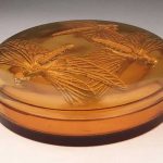 R. Lalique "Libellules" powder box in an golden amber glass