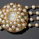 A cultured pearl and multi-gem dress watch by Spritzer and Fuhrmann