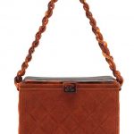 A RUST QUILTED SUEDE LUNCHBOX BAG WITH LUCITE TORTOISE HARDWARE CHANEL, 1997