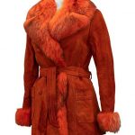 KIMO, CIRCA 1970 An orange suede jacket with collar and cuffs