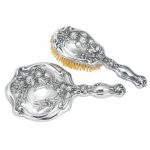 Sterling Silver Art Nouveau Hand Mirror and Brush