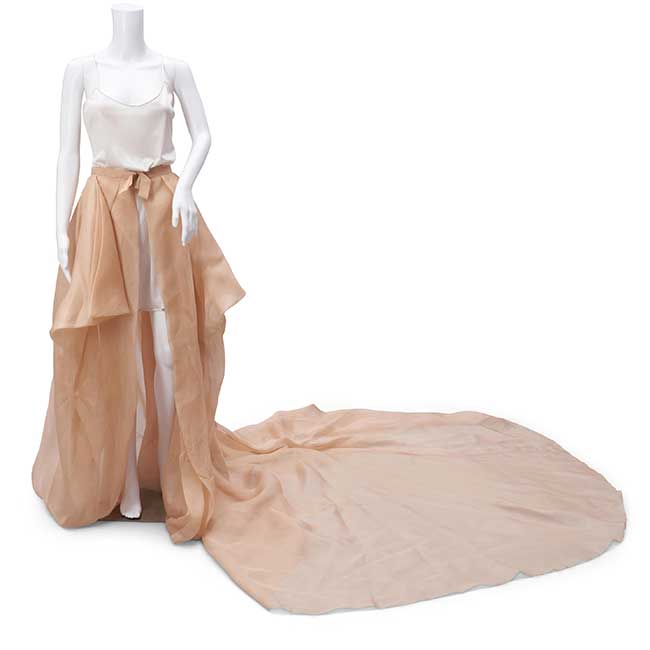 Blush Silk Taffeta Skirt with a Long Train